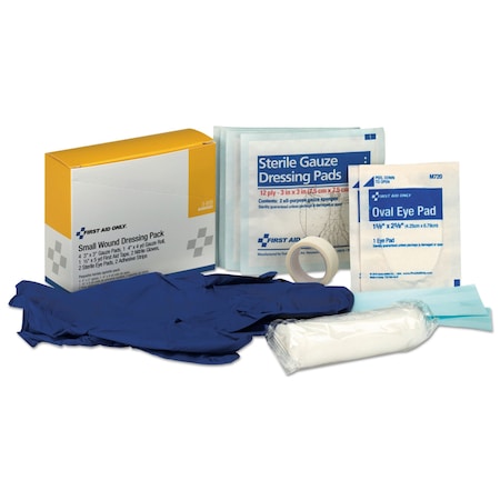 First Aid Only Small Wound Dressing Kit, Includes Gauze/Tape/Gloves/Eye Pads/Bandages 3-910